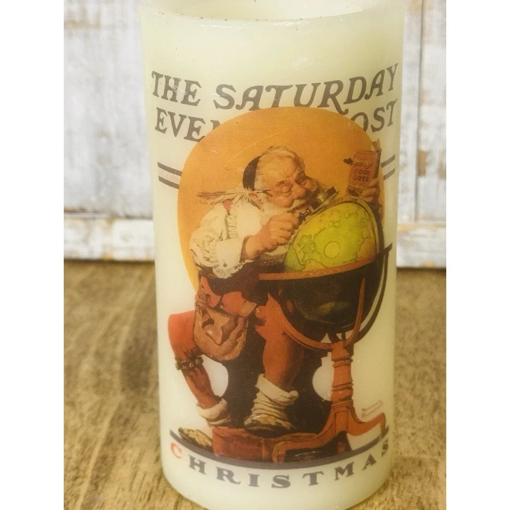 Norman Rockwell The Saturday Evening‎ Post  Christmas Flameless Pillar Candle